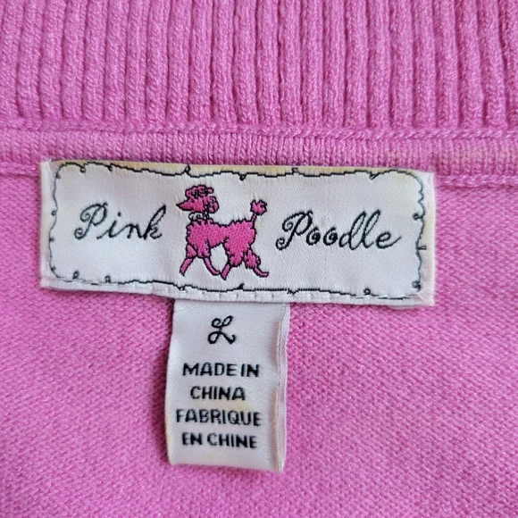 Pink Poodle Vintage Pink Knit Sweater Top Split Cowl Neckline 3/4 Sleeve Sz. L/M - Picture 11 of 13
